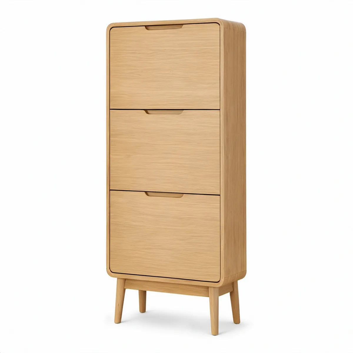 Botník se 3 výklopnými přihrádkami, MDF v dekoru přírodního dubu, 60 × 30 × 120 cm